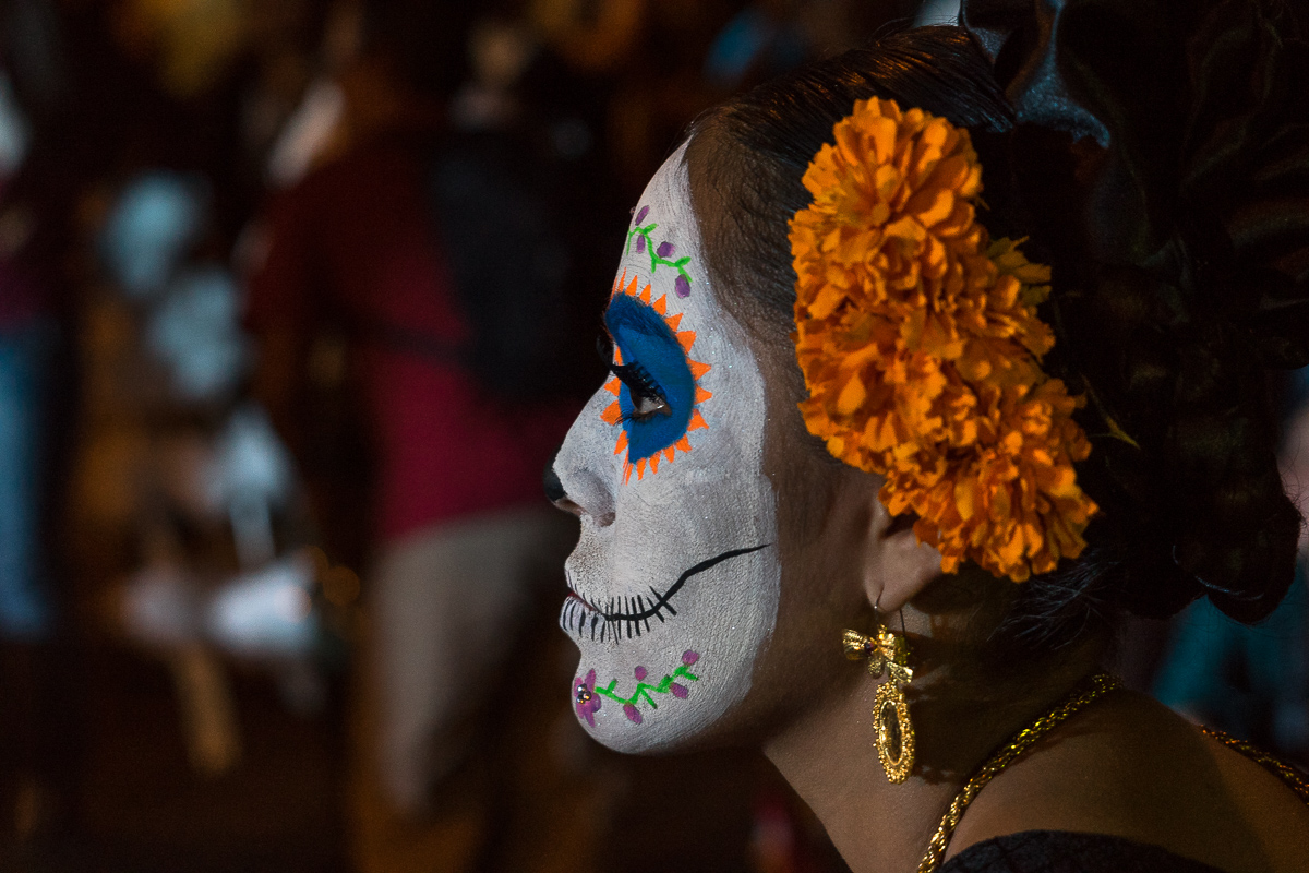 Girl painted as Calavera, Dia de Muertos, Oaxaca